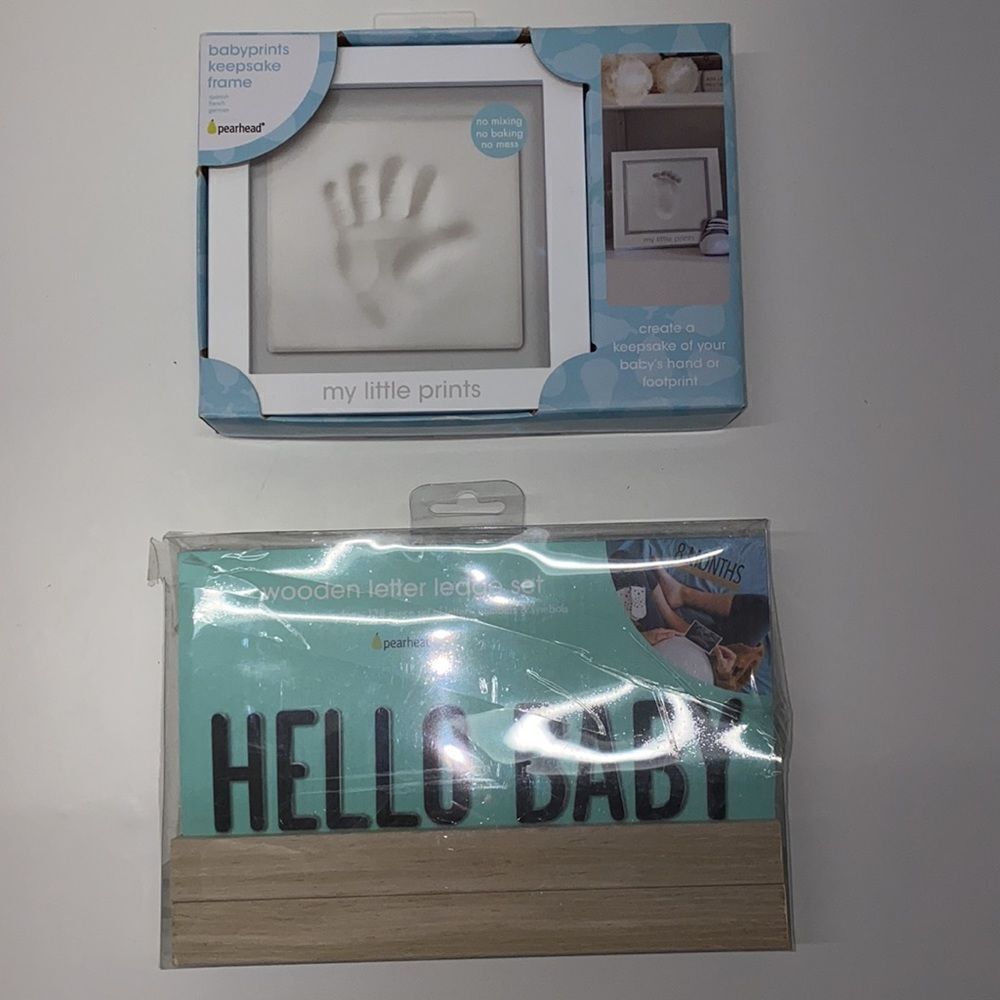 🔥BABYPRINTS KEEPSAKE FRAME & wooden letter ledge set New